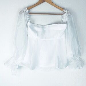 Forever 21 Top Medium Romantic Feminine Sheer Sleeves Ethereal Angel Bridal M